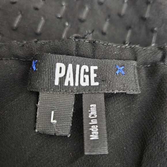 Paige Shandi Blouse Silk Black Ruffle Flutter One Shoulder Lined Top Large - Picture 7 of 10